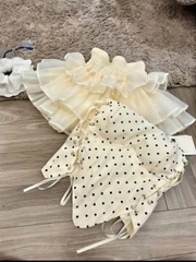 Sét áo đầm body chấm bi chất thun bo mềm mịn đi chơi đi chơi sang chảnh