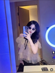 Áo nữ hotrend trễ vai babydoll voan lưới nhiều tầng thiết kế độc đáo chất liệu voan lưới nhẹ nhàng thoáng mát phù hợp mọ