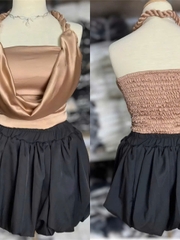 Sét đồ nữ hotrend áo lụa satin thắt đan tít cổ đổ quần dáng bí chất liệu satin mềm mại thoải mái phong cách thời trang h