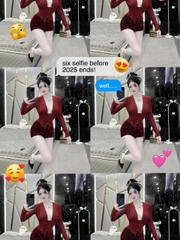 Sét váy kim sa ôm body áo ren tay dài cổ chữ V