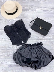 Sét đồ nữ hot trend áo bra cúp ren phối ren chỉ đính ngọc mix quần bí