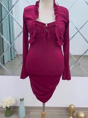 Đầm Cúp Body Khoét Trang Trí Khoen Chữ U Kèm Áo Cadigan Dễ Thương Tôn Dáng Cho Nữ Thiết Kế Quyến Rũ Tạo Điểm Nhấn Độc Đá