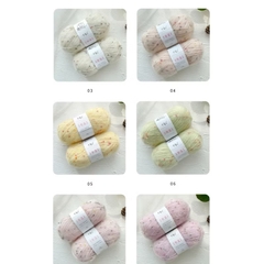 Len Mohair Pompom (Mohair Tweed) đan móc đồ thu đông (cuộn 50gr) (26291)