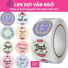 Cuộn 500c Sticker THANK YOU trang trí đóng hàng (26125)