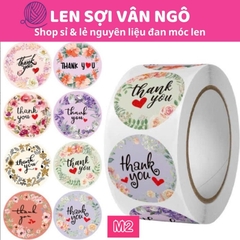 Cuộn 500c Sticker THANK YOU trang trí đóng hàng (26125)