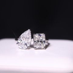 Nhẫn Hai Viên Chủ Đai Trơn- Toi Ét Moi Ring FULL MOISSANITE  - HP01