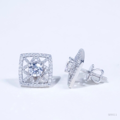 Bông tai Halo vuông Chốt ren see011 ổ 5.0mm