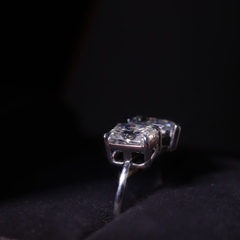 Nhẫn Hai Viên Chủ Đai Trơn- Toi Ét Moi Ring FULL MOISSANITE  - HP01