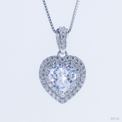 Mặt dây Double halo spe152 ổ heart 9mm