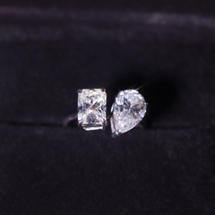 Nhẫn Hai Viên Chủ Đai Trơn- Toi Ét Moi Ring FULL MOISSANITE  - HP01