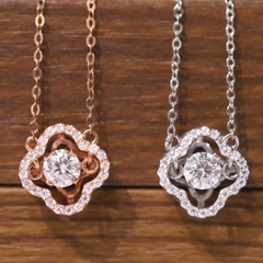 Dây Chuyền Đá Nhảy FULL MOISSANITE Viên Chủ 5 Li - SNE131V1