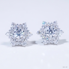 Bông Tai Bông Tuyết FULL MOISSANITE Viên Chủ 5Li - SEE149