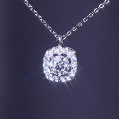 Dây Chuyền HALO Vuông FULL MOISSANITE Viên Chủ 6.Li - SNE197