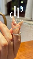 Nhẫn bạc xi kim nửa vòng FULL MOISSANITE 2li , Phong cách đơn giản nhẹ nhàng nhưng vẫn sang trọng, SRI002