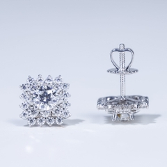 Bông tai Halo vuông Chốt ren see081 ổ 5,4mm