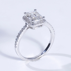 Nhẫn nữ Halo đai083 . Chủ Mois Emerald 6x8mm