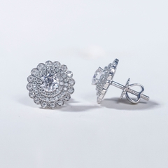 Bông tai 3 vòng Halo Chốt ren see078 ổ 4,5mm
