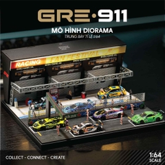 Mô Hình Trưng Bày Diorama 1:64 – Racing Pit Garage & Track Scene | GRE911LED-83P