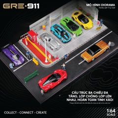 Mô hình Diorama Tỉ lệ 1:64 Bãi đỗ xe ngoài trời phong cách Japanese GRE911DIO-35 ( Có phụ kiện đi kèm )