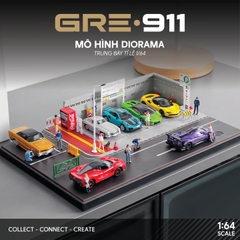 Mô hình Diorama Tỉ lệ 1:64 Bãi đỗ xe ngoài trời phong cách Japanese GRE911DIO-35 ( Có phụ kiện đi kèm )