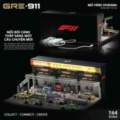 Mô Hình Trưng Bày Diorama 1:64 – Racing Pit Garage & Track Scene | GRE911LED-83P