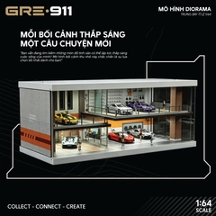 Mô hình Trưng Bày Diorama Light Brown Car House | Modern Garage Diorama 1:64 GRE911DIO-75