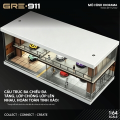 Mô hình Trưng Bày Diorama Light Brown Car House | Modern Garage Diorama 1:64 GRE911DIO-75