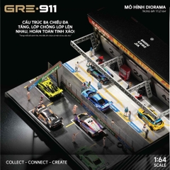 Mô Hình Trưng Bày Diorama 1:64 – Racing Pit Garage & Track Scene | GRE911LED-83P