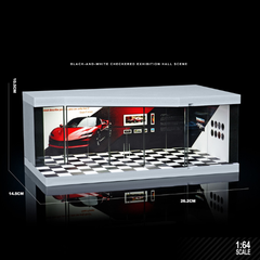 Diorama 1:64 Garage Đường Đua Set 3 Có Đèn LED - Mica Chống Bụi | GRE•911