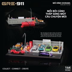 Mô hình Diorama Tỉ lệ 1:64 Bãi đỗ xe ngoài trời phong cách Japanese GRE911DIO-35 ( Có phụ kiện đi kèm )