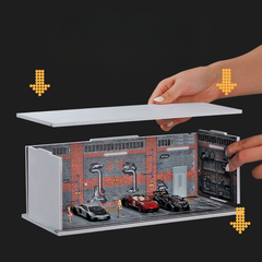 Diorama 1:64 Bãi Đỗ Xe 6 Slot Set 4 Có Đèn LED - Mica Chống Bụi | GRE•911
