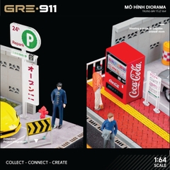 Mô hình Diorama Tỉ lệ 1:64 Bãi đỗ xe ngoài trời phong cách Japanese GRE911DIO-35 ( Có phụ kiện đi kèm )