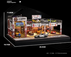 Diorama 1:64 Automobile Double-Level Parking Workshop (LED)