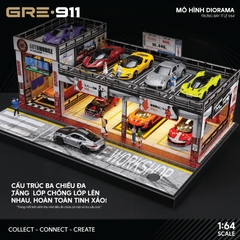 Diorama 1:64 Automobile Double-Level Parking Workshop (LED)