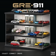 Mô hình Diorama 1:64 Bãi Đỗ Xe Hầm Thang Máy - Garage Nhiều Tầng Có Đèn LED GRE911LED-15B