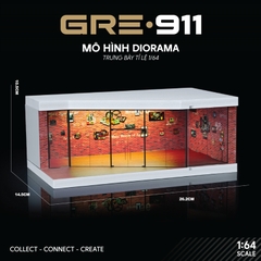 Mô hình Diorama 1:64 Garage Đường Đua Set 3 Có Đèn LED - Mica Chống Bụi GRE911LED-41