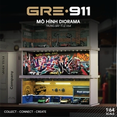 Diorama 1:64 Bãi Đỗ Xe 6 Slot Set 4 Có Đèn LED - Mica Chống Bụi GRE911LED-84