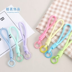 Móc khoá dây dù treo điện thoại/thú bông màu pastel