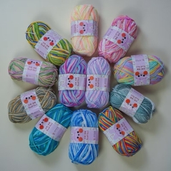 Len Yaoh Love Màu Loang Cuộn 100g-đan móc khăn mũ túi