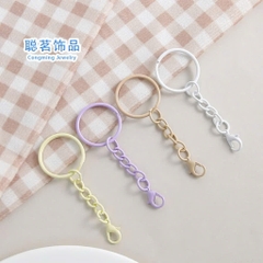 [Set 5 cái] Móc Khóa Tròn Màu Pastel Kèm Dây Xích