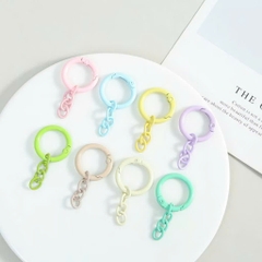 [Set 5 cái] Móc Khóa Tròn Màu Pastel Kèm Dây Xích