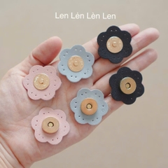 Nút hít gài hình hoa chất liệu da PU 15mm (tính cả hoa 35mm)