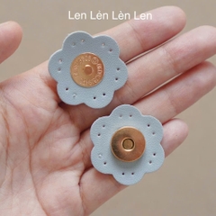 Nút hít gài hình hoa chất liệu da PU 15mm (tính cả hoa 35mm)
