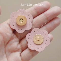 Nút hít gài hình hoa chất liệu da PU 15mm (tính cả hoa 35mm)