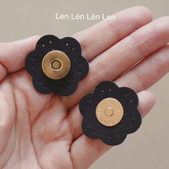 Nút hít gài hình hoa chất liệu da PU 15mm (tính cả hoa 35mm)