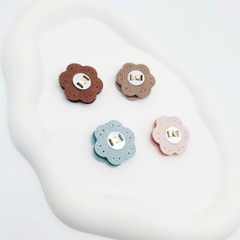 Nút hít gài hình hoa chất liệu da PU 15mm (tính cả hoa 35mm)