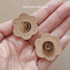 Nút hít gài hình hoa chất liệu da PU 15mm (tính cả hoa 35mm)