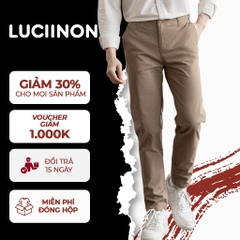 Quần Kaki Nam Chất Chất Liệu Vải Kaki, Lưng Cúc Co Giãn Dáng SlimFit, Cotton Menswear Jean Có Túi - LUCIINON