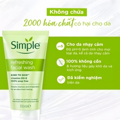 Sữa Rửa Mặt Simple 150ml Làm Sạch Dịu Nhẹ Cho Da Nhạy Cảm (TẶNG KÈM Nước tẩy trang 200ml)