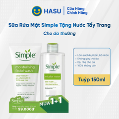 Sữa rửa mặt Simple tặng 1 nước tẩy trang (DA THƯỜNG)